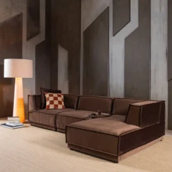 Manu chaise longue bank rechts velvet bruin [fsc]