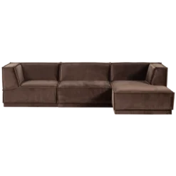 Manu chaise longue bank rechts velvet bruin [fsc]