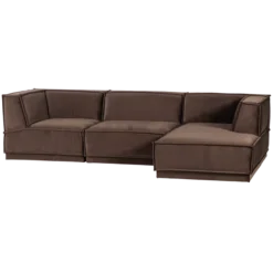 Manu chaise longue bank rechts velvet bruin [fsc]