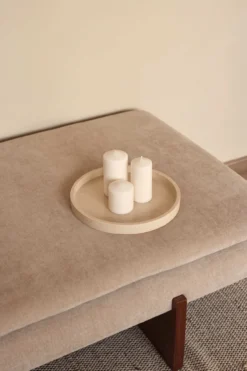 Marmer dienblad rond met rand Ø30cm beige