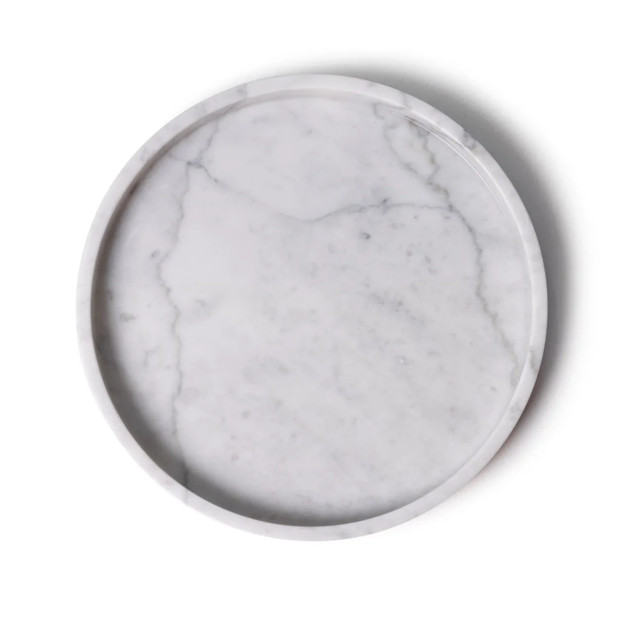 Marmer dienblad rond met rand tray Ø30cm wit