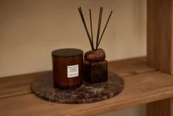 Marmer rond dienblad Ø30cm bruin