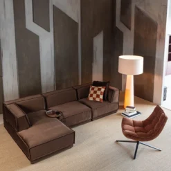 Maudi draaifauteuil chenille structuur bruin