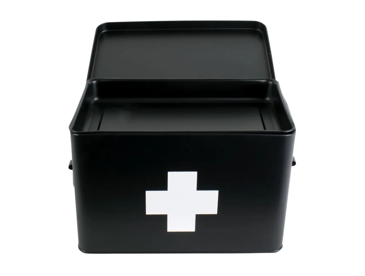 Medicine storage box large metal matt black