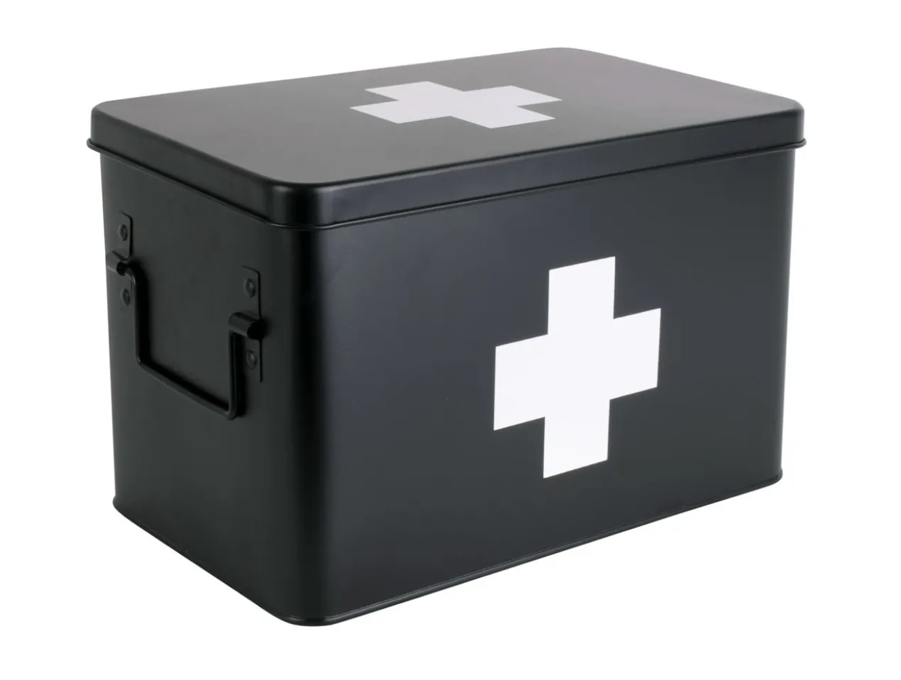 Medicine storage box large metal matt black