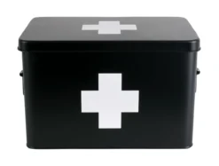 Medicine storage box large metal matt black