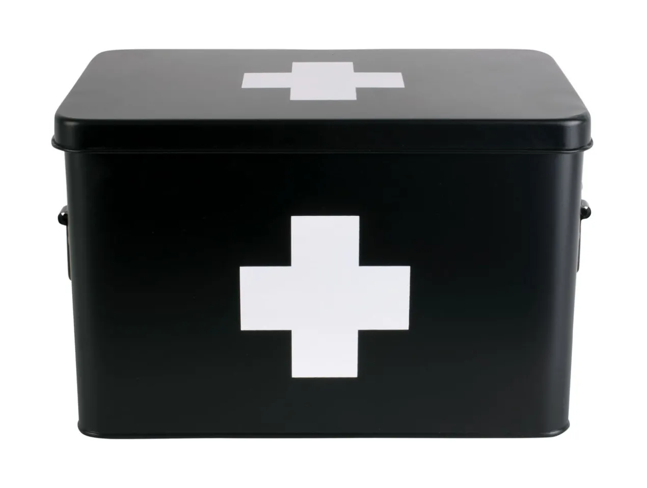 Medicine storage box large metal matt black