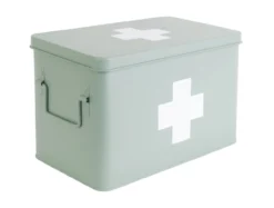Medicine storage box large metal matt grayed jade