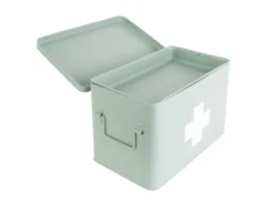 Medicine storage box large metal matt grayed jade