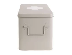 Medicine storage box large metal matt warm grey