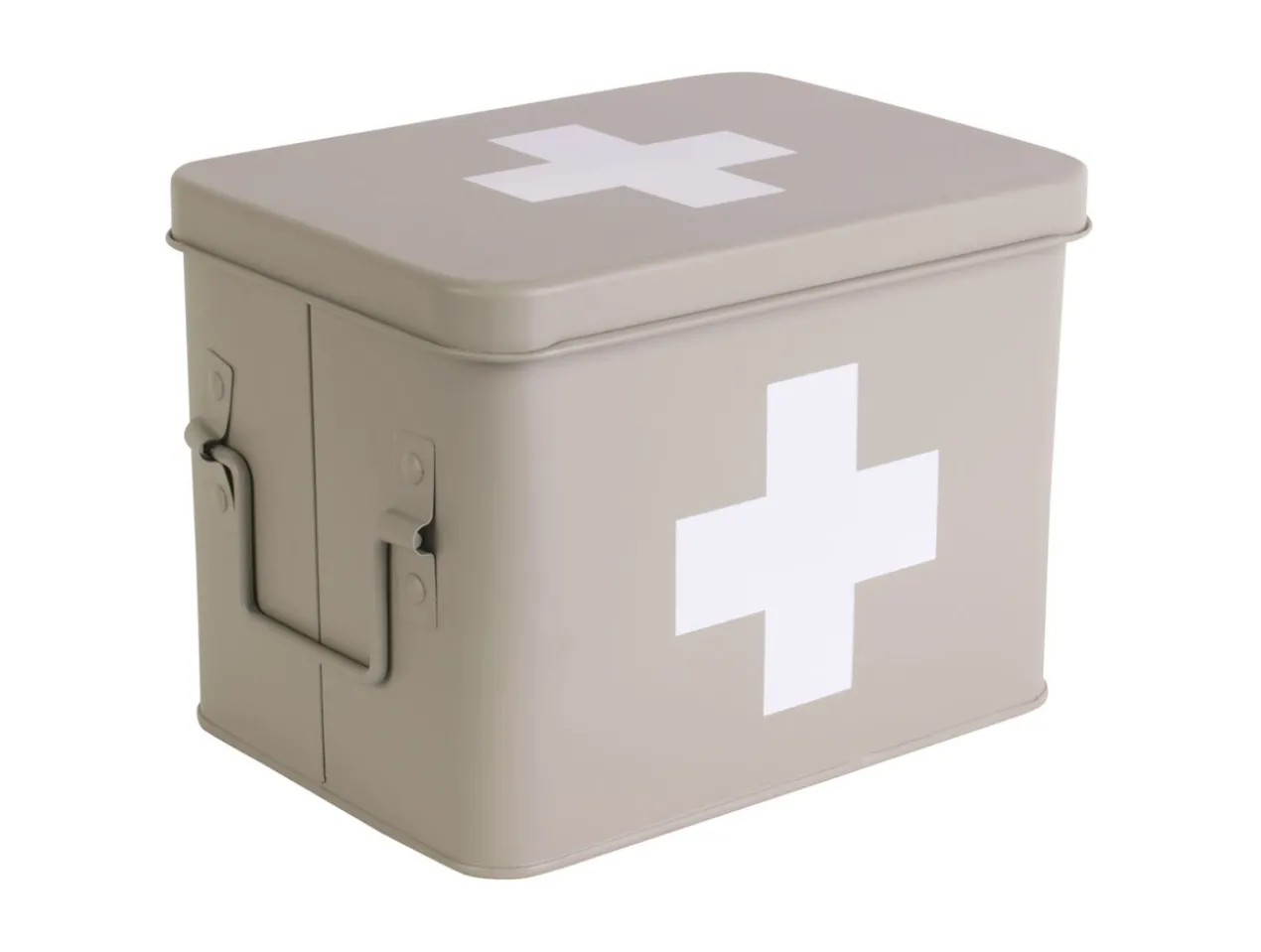 Medicine storage box medium metal matt warm grey