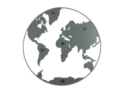 Memo board World Map w. magnets iron grayed jade
