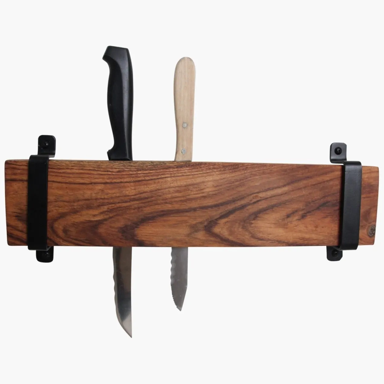 messenhouder acacia hout incl. 2 metalen beugels