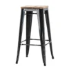 Metalen barkruk Café met houten zitting (zithoogte 77 cm) Zwart