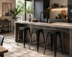 Metalen barkruk Café (zithoogte 65 cm) Zwart