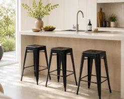Metalen barkruk Café (zithoogte 65 cm) Zwart