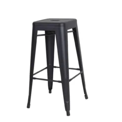 Metalen barkruk Café (zithoogte 77 cm) Mat zwart