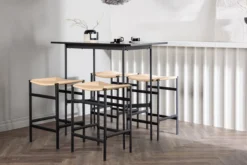 Metalen barkruk Roan - met rotan zitting - 66 cm Zwart