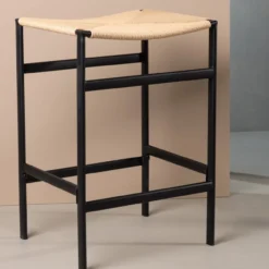 Metalen barkruk Roan zwart - met rotan zitting - 66 cm