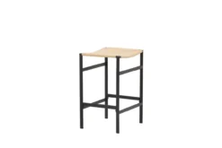 Metalen barkruk Roan zwart - met rotan zitting - 66 cm