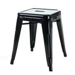Metalen krukje Café (zithoogte 45 cm) Zwart