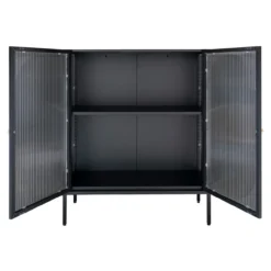 Metalen vitrinekast Abbey - 90 x 110 cm Zwart