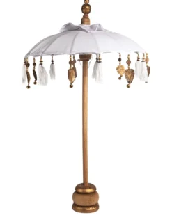 Mini parasol bamboe tafelmodel wit