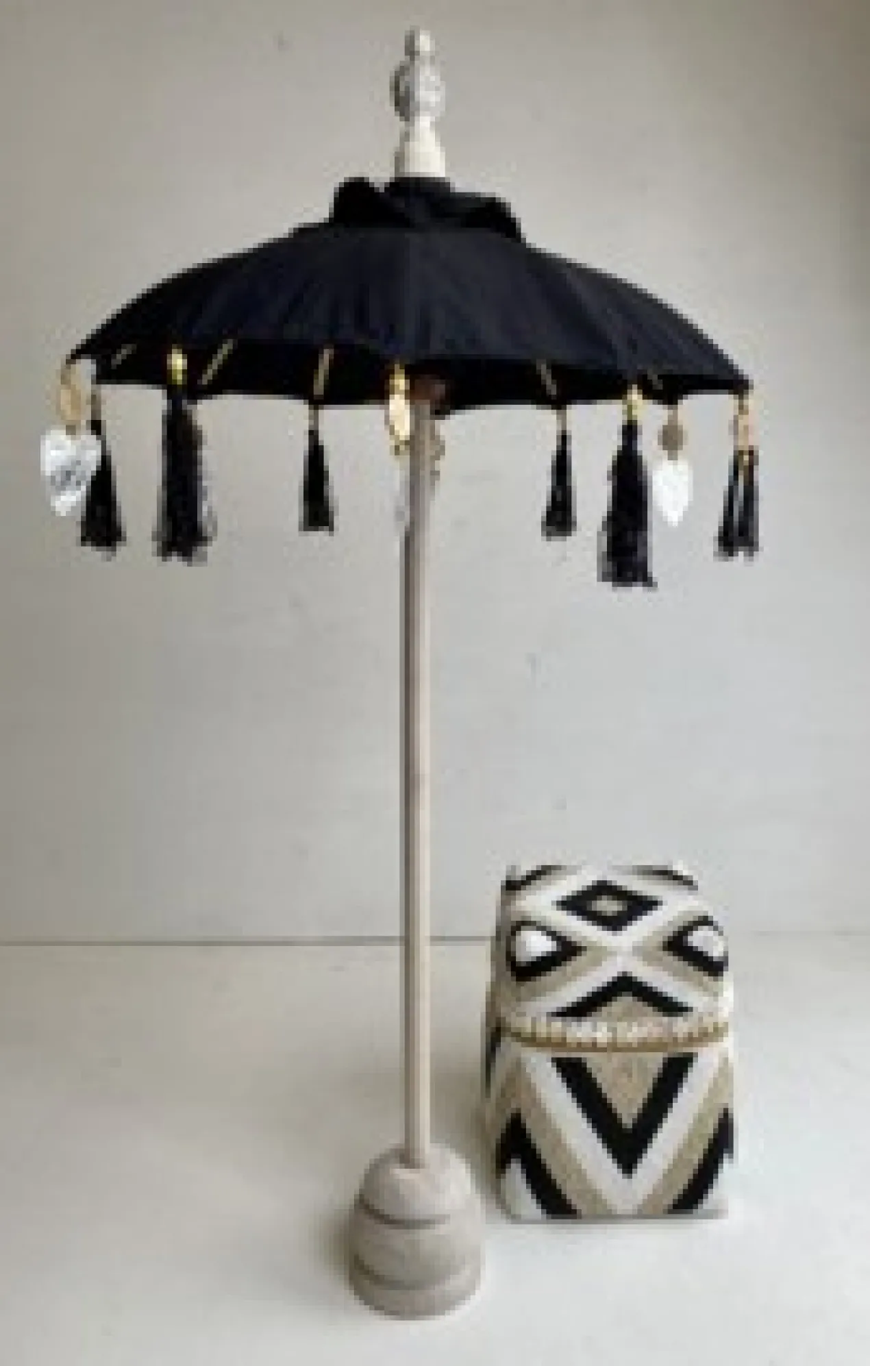 Mini parasol bamboe tafelmodel zwart