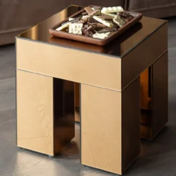 Mirrox bijzettafel hout spiegelglas bruin [fsc]