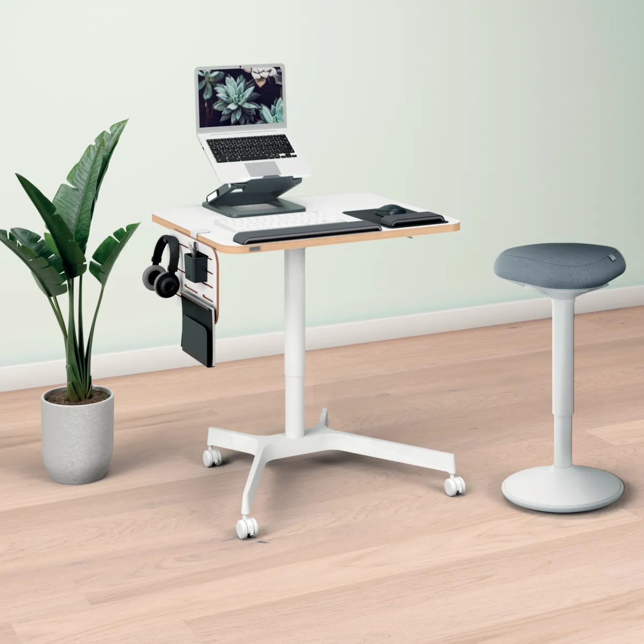 Mobiel Zit-Sta Bureau 80x60 cm wit