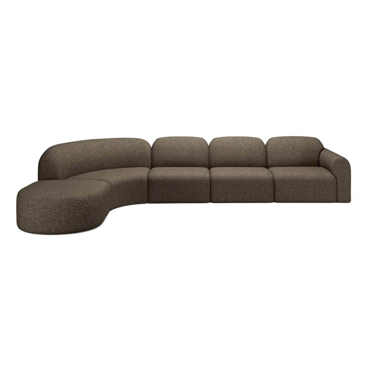 Modulaire bank Bulky hoek links ronde footstool cedar