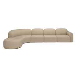 Modulaire bank Bulky hoek links ronde footstool almond