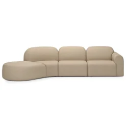 Modulaire bank Bulky links 45° hoek ronde voet almond