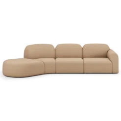 Modulaire bank Bulky links 45° hoek ronde voet light sepia