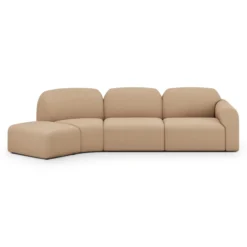 Modulaire bank Bulky links 45° hoek voetenbank light sepia