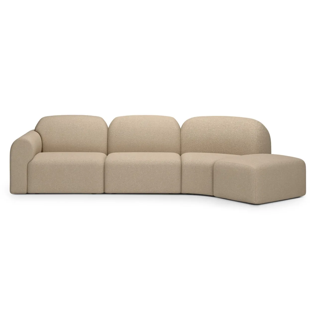 Modulaire bank Bulky rechts 45° hoek voetenbank almond