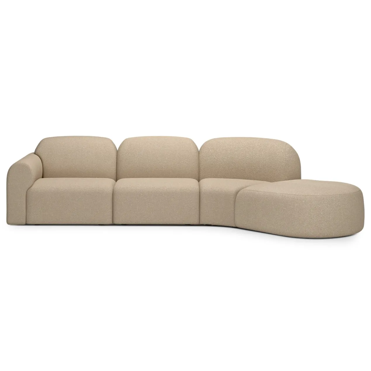 Modulaire bank Bulky rechts 45° hoek ronde voet almond