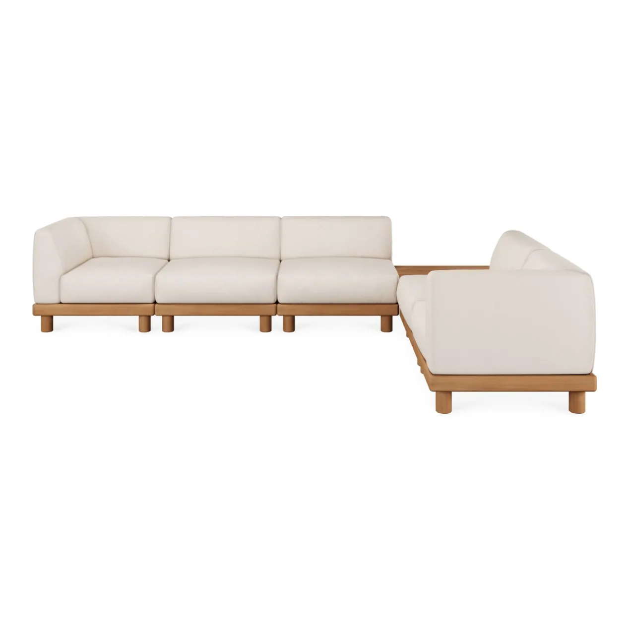 Modulaire bank Monocle outdoor wit set L of R + tafel