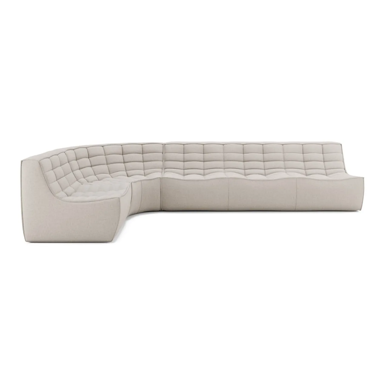 Modulaire bank N701 beige set 1 seat, 3 seat, 90° ronde hoek