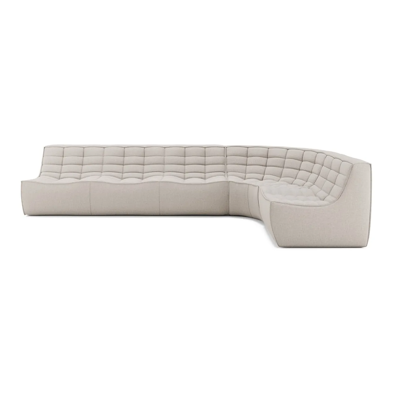 Modulaire bank N701 beige set 1 seat, 3 seat, 90° ronde hoek