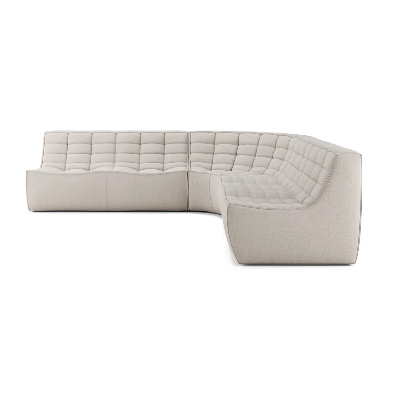 Modulaire bank N701 beige set 2x2 seat 90° ronde hoek
