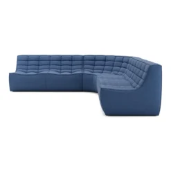 Modulaire bank N701 blue set 2x2 seat 90° ronde hoek