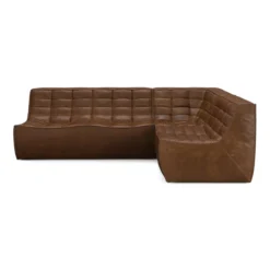 Modulaire bank N701 chestnut set 1+2 seat 90° recht hoek