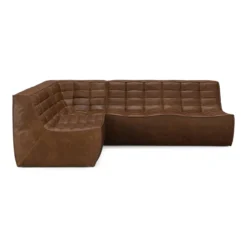 Modulaire bank N701 chestnut set 1+2 seat 90° recht hoek