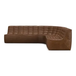 Modulaire bank N701 chestnut set 1+2 seat 90° ronde hoek