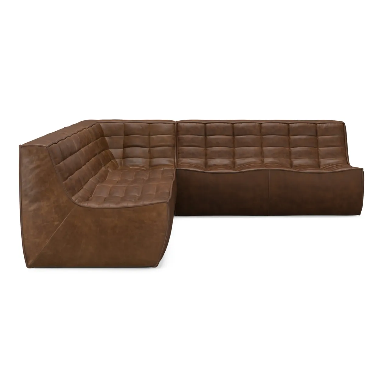 Modulaire bank N701 chestnut set 2x2 seat 90° rechte hoek