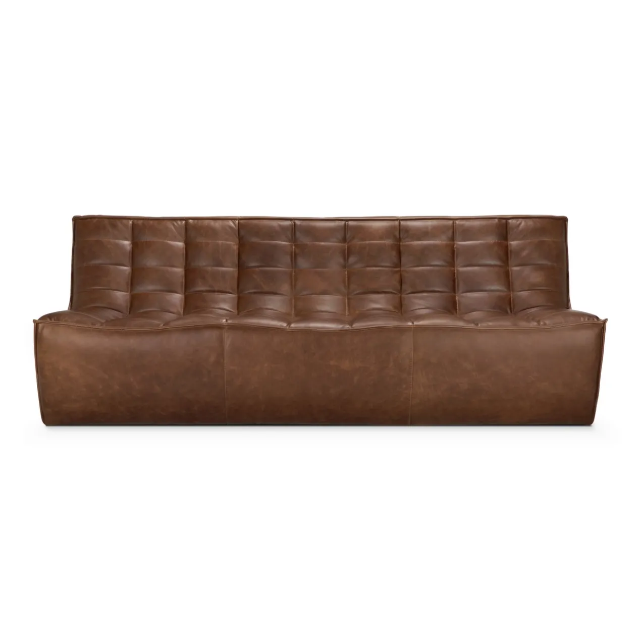Modulaire bank N701 chestnut set 1+3 seat, 90° rechte hoek
