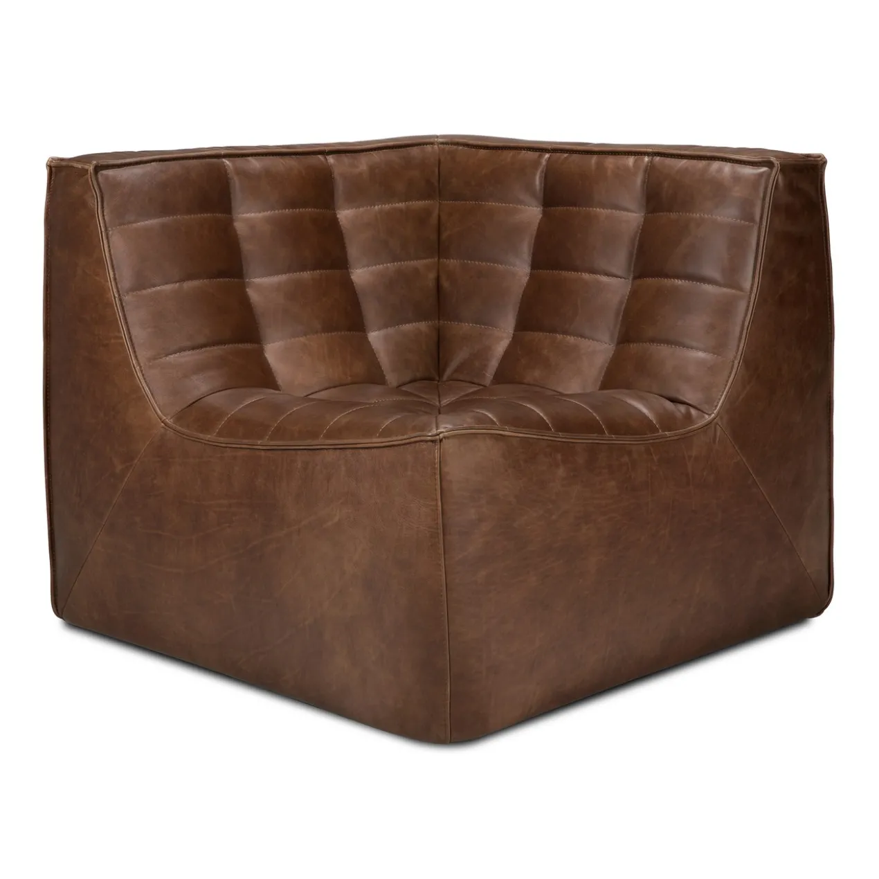 Modulaire bank N701 chestnut set 1+3 seat, 90° rechte hoek