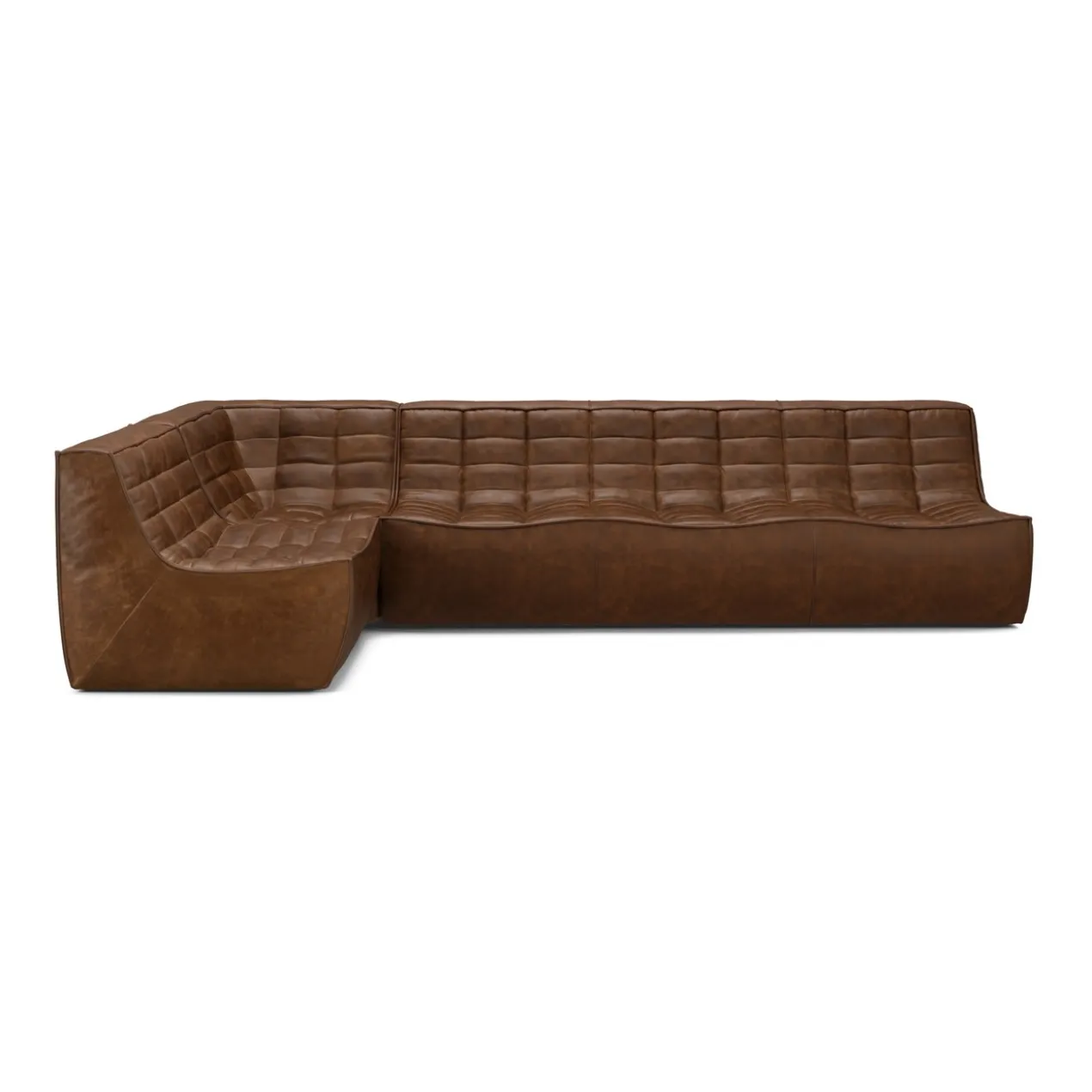 Modulaire bank N701 chestnut set 1+3 seat, 90° rechte hoek