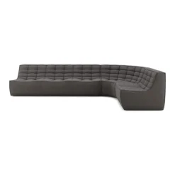 Modulaire bank N701 dark grey set 1 + 3 seat, 90° ronde hoek